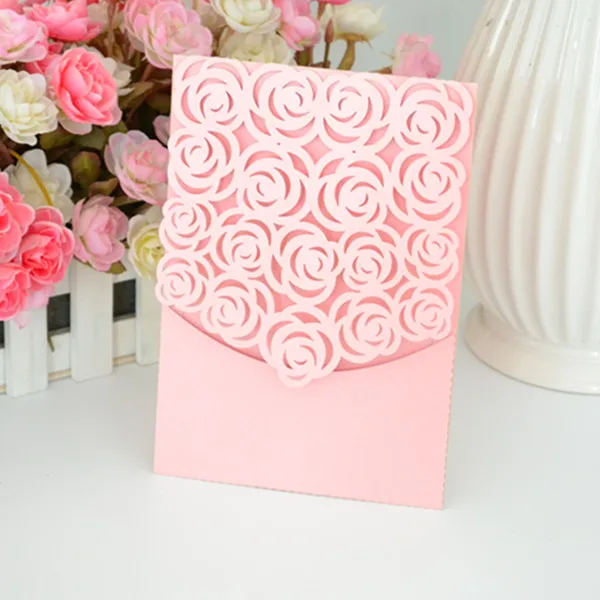 

Pockets laser cut pocket fold invitations ,romantic rose pocket invitaion and greeting card
