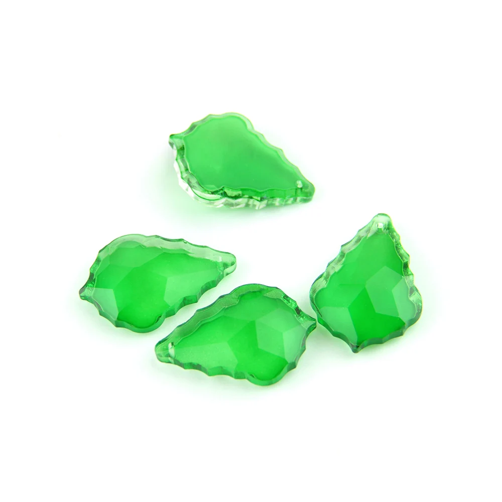 38mm Colorful 60pcs Maple Leaf Shape Crystal Chandelier Prisms Lamp Door Pendant Crystals for Crystal Garlands - Цвет: dark green