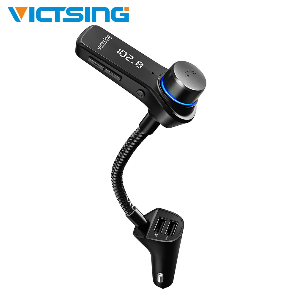 

VicTsing Bluetooth FM Transmitter Car Wireless Radio Transmitter Adapter with Hands-free Calling Dual USB Ports Music Player