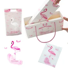 Милая Высококачественная подарочная коробка для конфет с фламинго, креативная Сумка-тоут, самоклеющаяся сумка для торта, печенья, свадебных упаковочных коробок Nougat