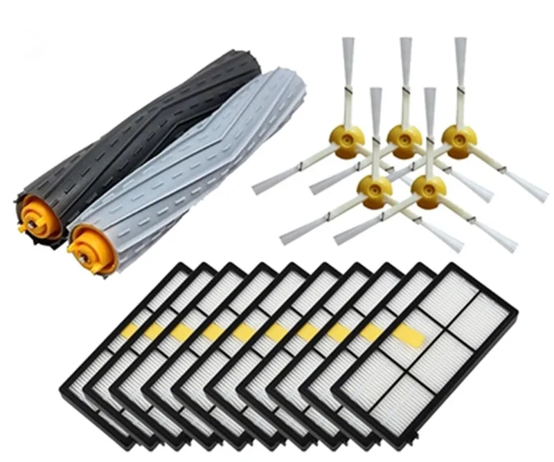 

1 Tangle-Free Debris Extractor brush & 5 Side Brushes&10 Hepa Filter For iRobot Roomba 800 series 870 880 980 Vacuum Cleaning