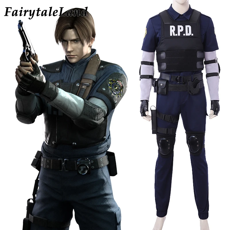 

Leon Costume Cosplay Hot Game Resident Evil Remake Halloween costume Leon Scott Kennedy Outfit Leon Uniform Vest