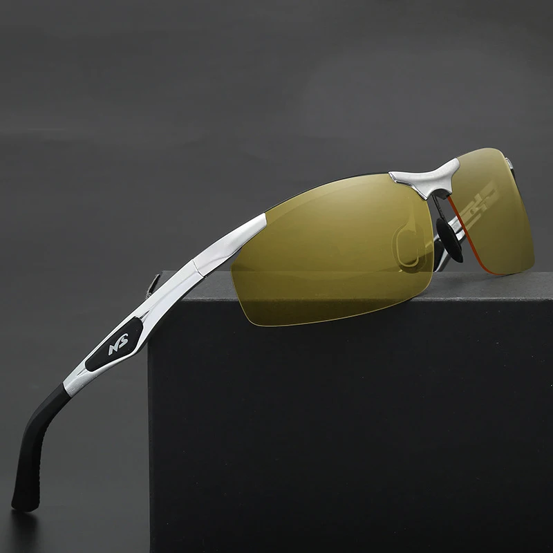 Очки для водителя, зеркальные очки ночного видения, мужские, поляризованный светильник, классические очки для водителя, очки из алюминиево-магниевого сплава