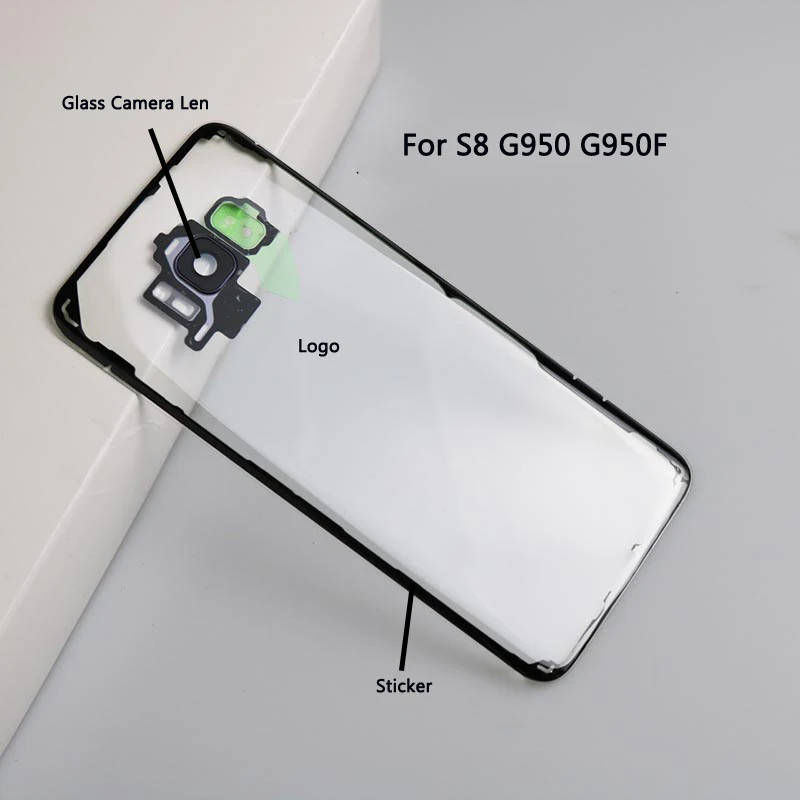 

Housing Transparent Glass Cover For Samsung Galaxy s8 G950 S8+ S8 Plus G955 G955F Back Case Battery Rear Panel with Adhesive