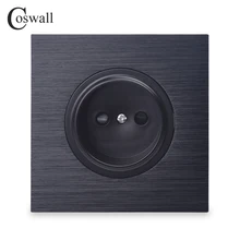 Coswall роскошная черная алюминиевая панель 16А универсальная Европейская настенная розетка с защитным замком от детей