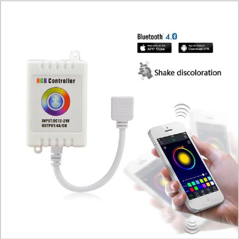 Langboss DC12V-24V Bluetooth RGB LED Controller Music/Sound APP Control LED Strip light Compatible with IOS6.0 & Android 4.0