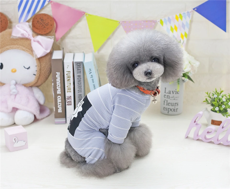 Spring Summer Cotton Dog Clothes Striped Clothing for Dogs Printed Lion Chihuahua Tracksuit Pet Clothes Suit for Dogs Pets (13)