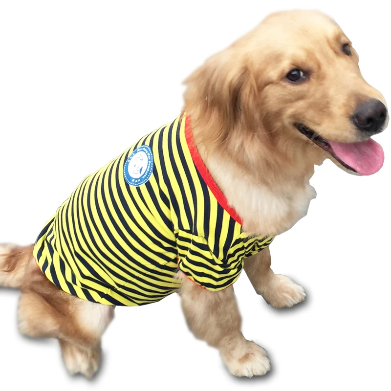 Bigeyedog жилет для больших собак полосатая рубашка Летняя Одежда Для Собак Мопс Французский бульдог самоед золотой ретривер Большая одежда для домашнего питомца, костюм