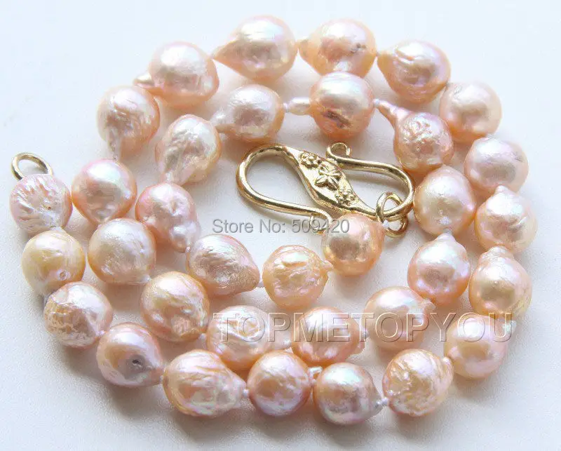 

Free Shipping >>>beautiful! 11mm Natural pink Reborn Keshi pearls necklace E2211