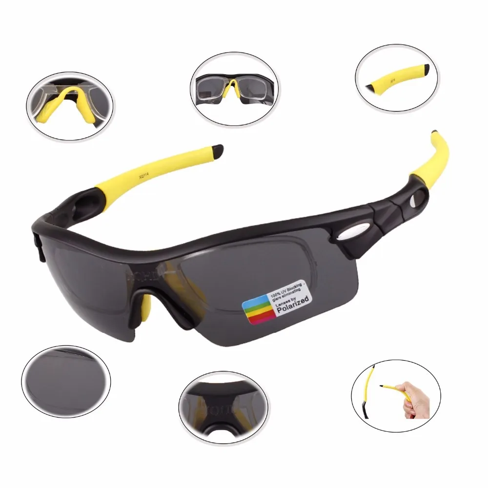 Men and Women Polarized grey Main Lens with interchange 4 function PC lens Sport eyewear Cycling sun glasses Sunglasses