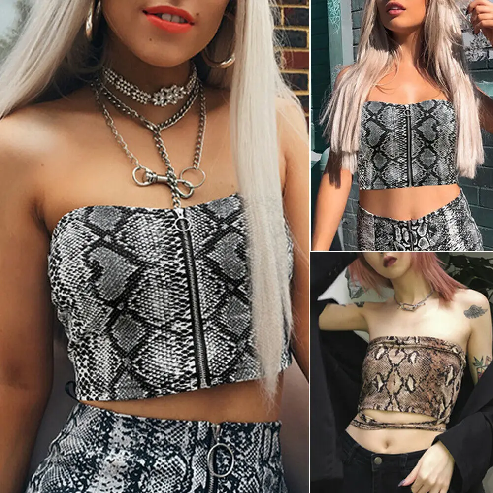 

New Women Ladies Fashion Casual Summer Tank Tops Vest Snake Skin Print Sleeveless Tank Top Party Clubwear