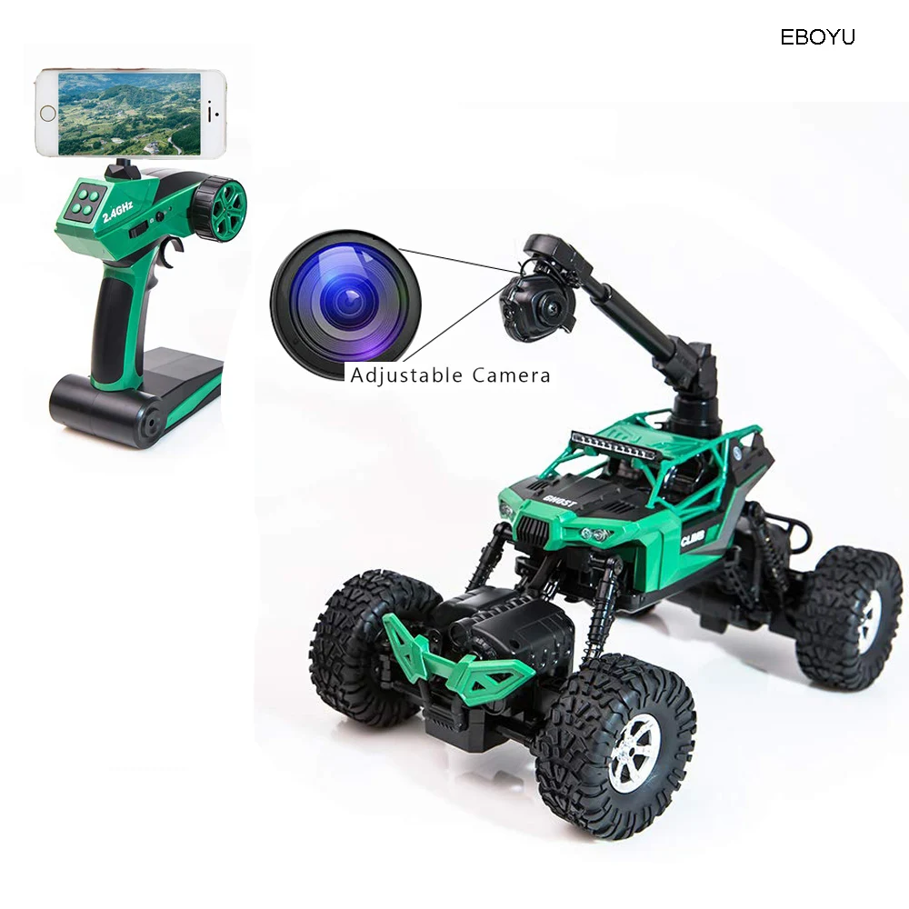 EBOYU CRAZON 1:16 RC Crawler с Wi Fi FPV 480P HD камера 2 4G 4CH 4WD двойной рулевой привод брызговик