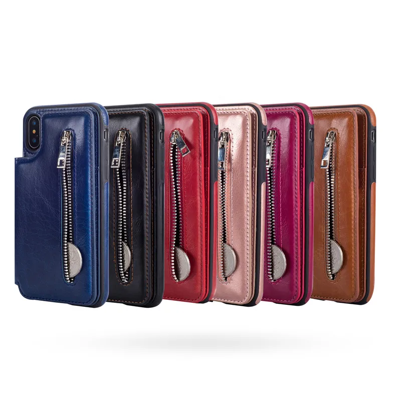 Модный деловой кожаный чехол с откидной крышкой для iPhone X отделением карт и