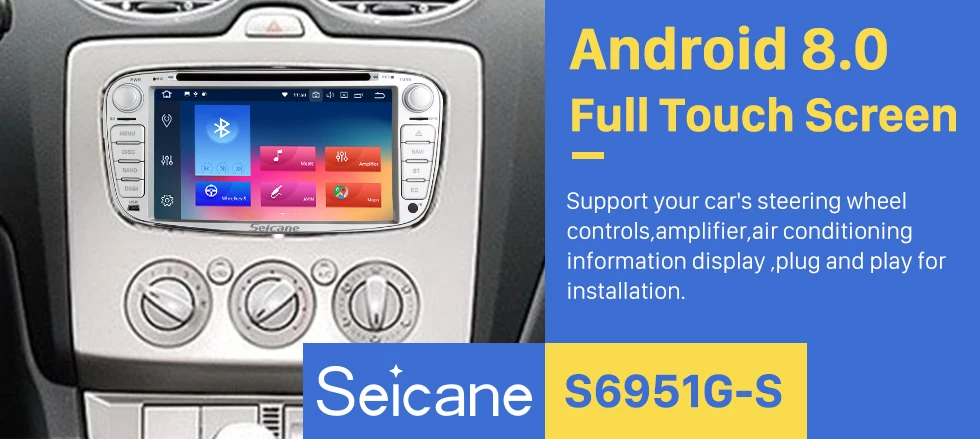 Sale Seicane 2Din Android 8.0 7" Car Radio GPS Multimedia Player Head Unit For Ford Focus TRANSIT CONNECT MONDEO S-max 1
