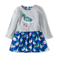 

kids girl dress long sleeve patchwork printing cotton causal weekend children girl princess dress baby girl vestidos 2-12yrs