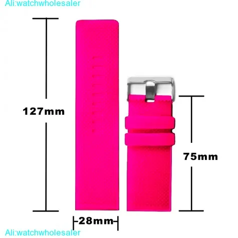 28mm Deep Pink Color Silicone Jelly Rubber Ladies Watch Band Straps WB1079K28JB