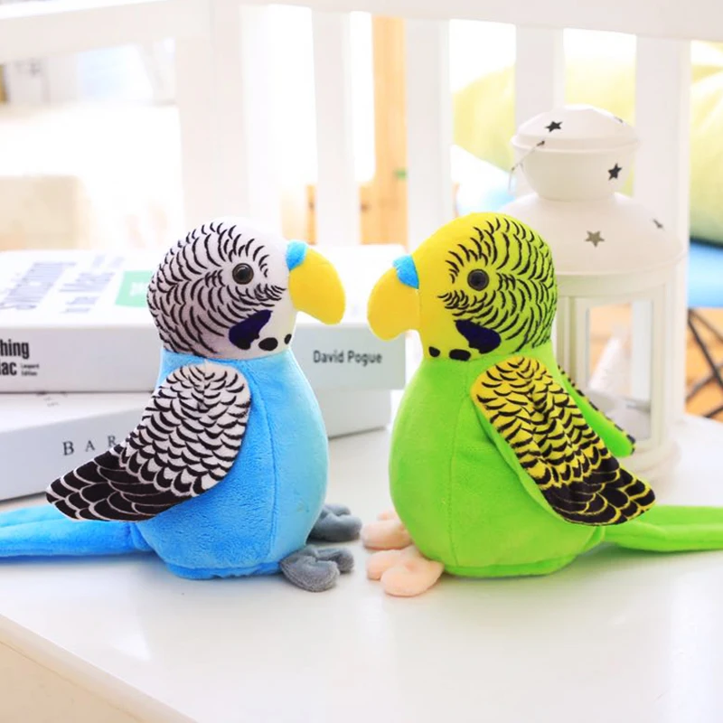 18cm Cute Electric Talking Parrot Toy Speaking Record Repeat Waving Wings Electronic Bird Stuffed Plush Toy Kids Gift