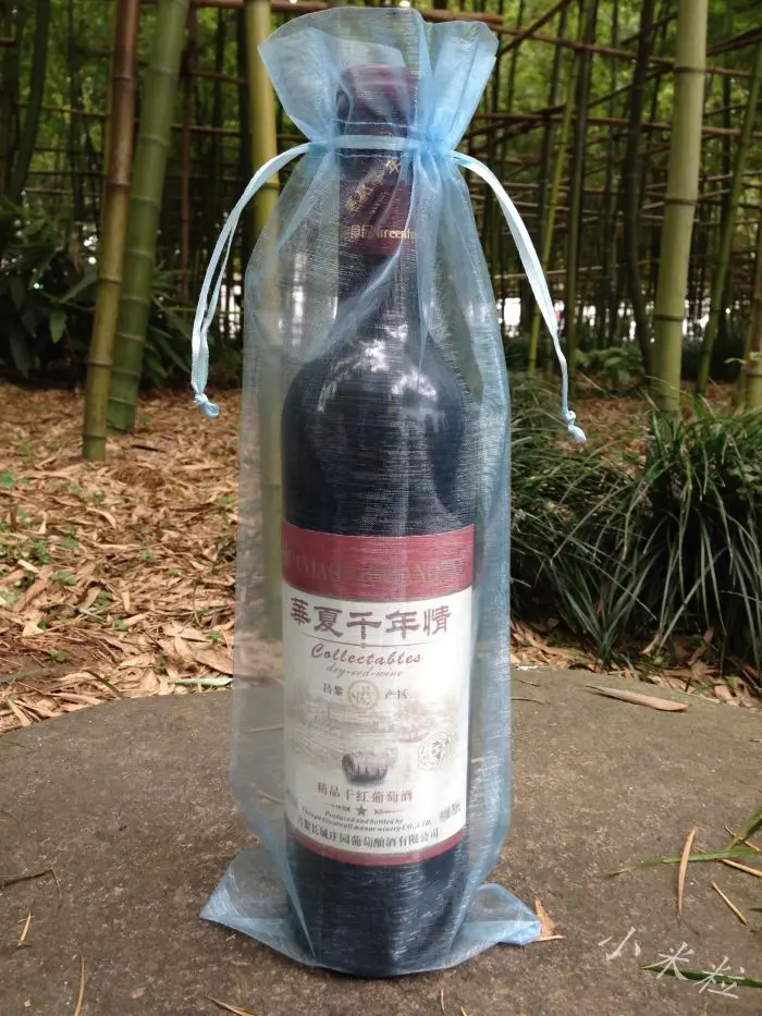 100pieces/lot Light Blue Organza Wine Bottle Gift Bags Weddings Holidays Parties | Дом и сад