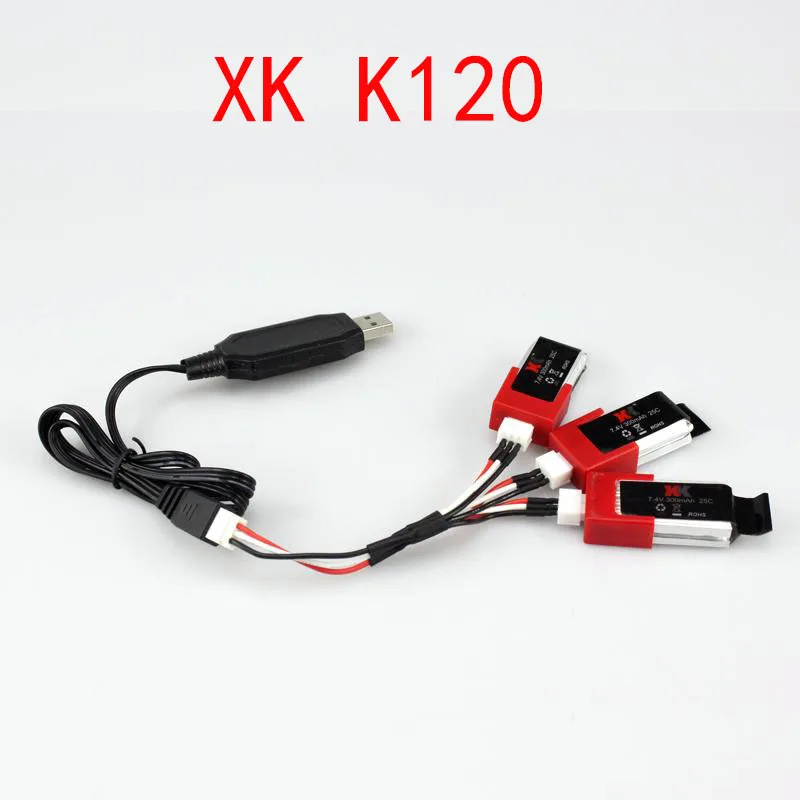 

Original XK K120 7.4V 300mAh Battery and 3 in 1 Charger XK K120 6CH RC helicopter spare parts