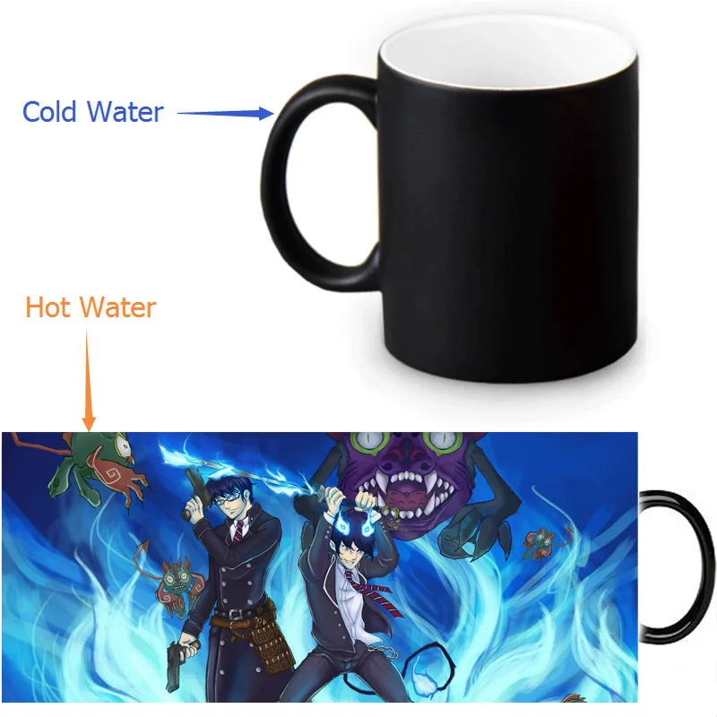 

Ao no Exorcist mugs morphing heat reveal coffee mug hot water changing color magic tea cups customize gift