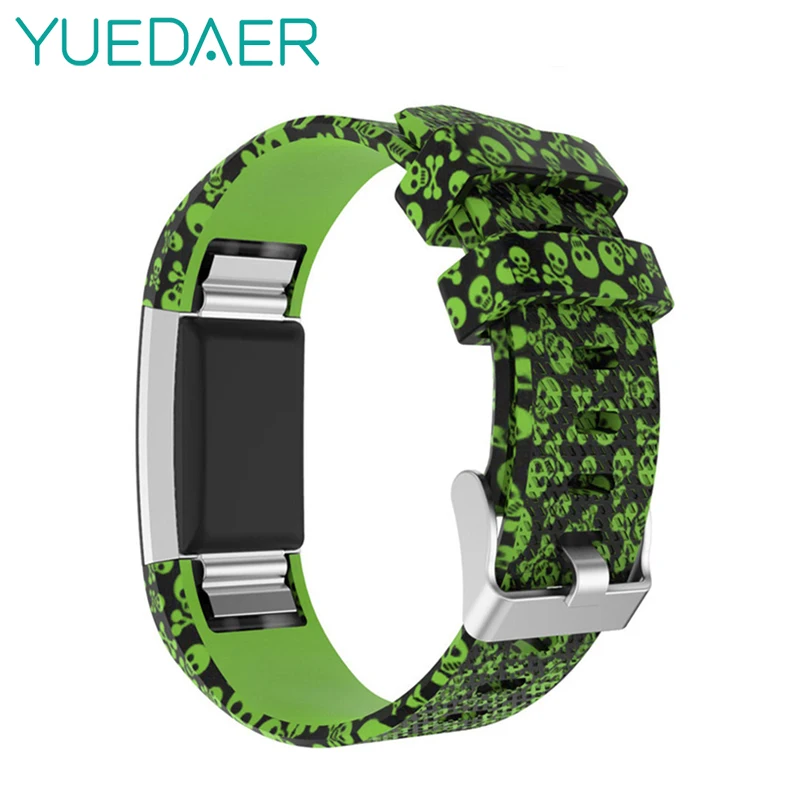 

Yueadaer Floral Printing Wrist Strap Replacement For Fitbit Charge 2 Smart Bracelet Silicone Straps Band Smart Accessories