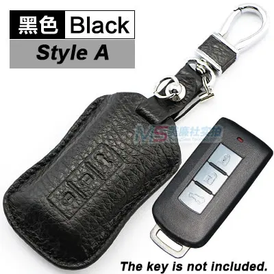 Muti-цветной чехол для ключей из натуральной кожи для Mitsubishi LANCER EX ASX OUTLANDER, брелок для ключей, автомобильные аксессуары - Название цвета: A style in Black