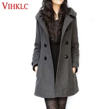 Женские длинные пальто зимняя женская куртка Женская Смешанная шерстяная теплая верхняя одежда Femininos Женская Черная серая одежда плюс размер 3XL G168