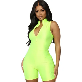 

Women Clubwear Holiday Summer Slim Sheath Jumpsuit Clothings Clothes Sleeveless Solid Color Playsuit Romper Beach Shorts Sunsuit