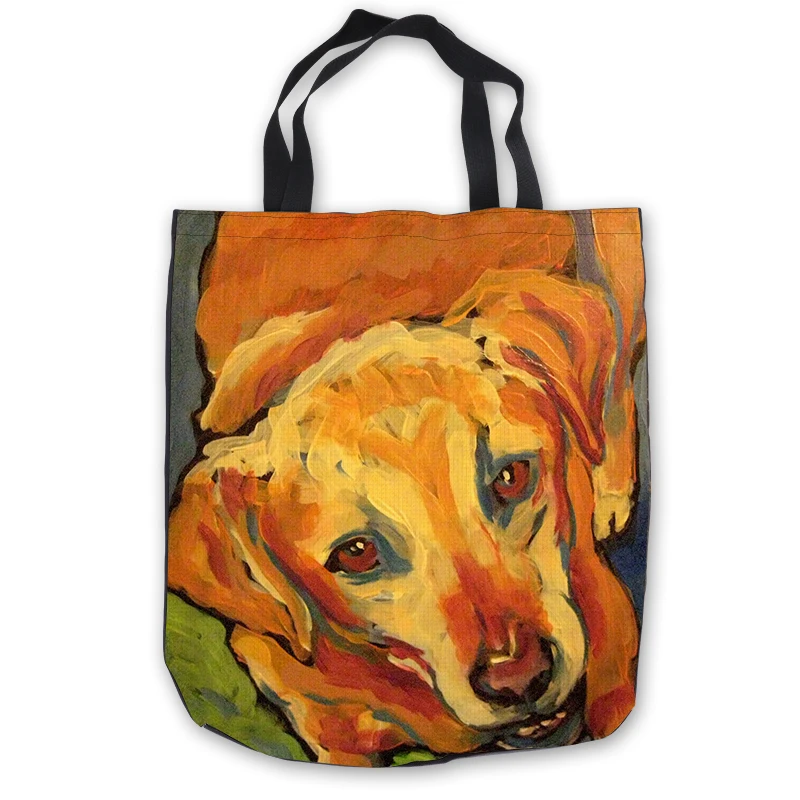 Custom Canvas Paintting Dog ToteBags Hand Bags Shopping Bag Casual
