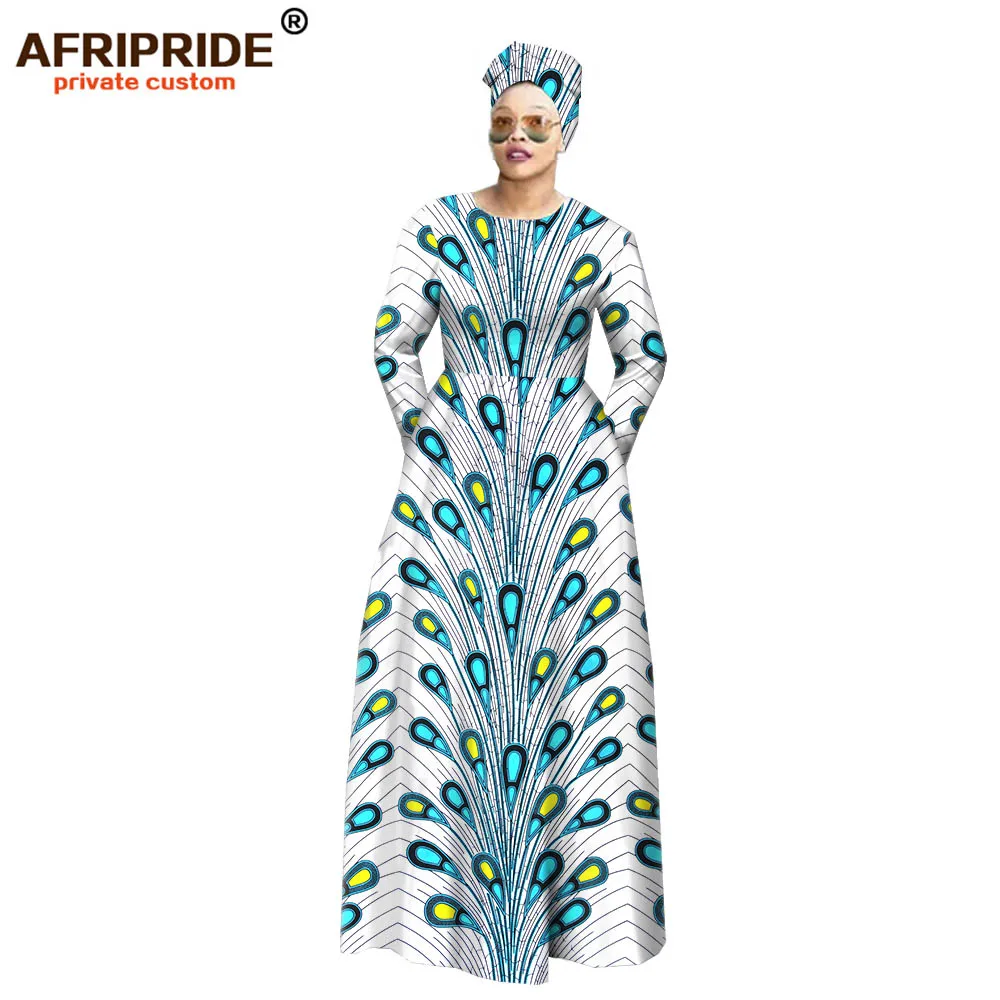 Африканское традиционное классическое платье макси для женщин AFRIPRIDE ankara принт полный рукав o-образный вырез длина до пола женское платье A722512