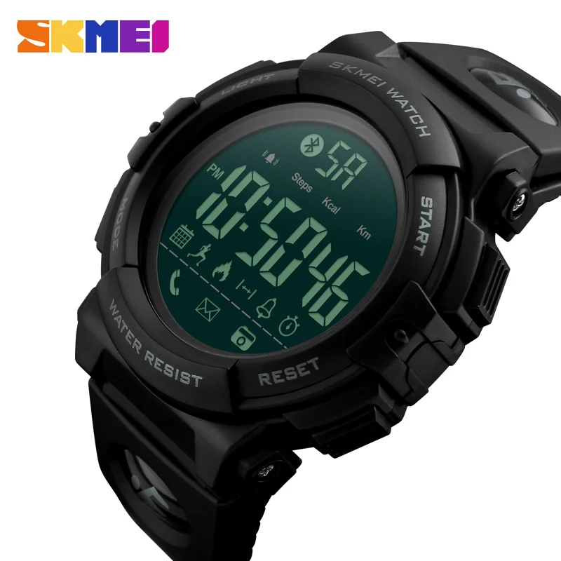 

SKMEI 1303 Male Bluetooth Smart Watch Outdoor Pedometer Calories Remote Camera Sport Clock Waterproof Digital Men Wristwatches