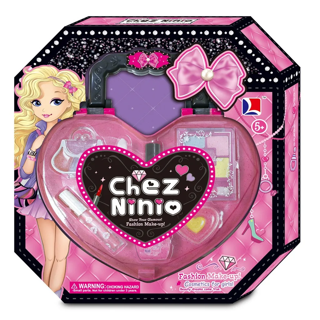 

Cute heart-shaped Pretend Play Cosmetics Kit Toys Girls Makeup Tools Set Simulation Lipstick And Eye Shadow For Kids NON TOXIC