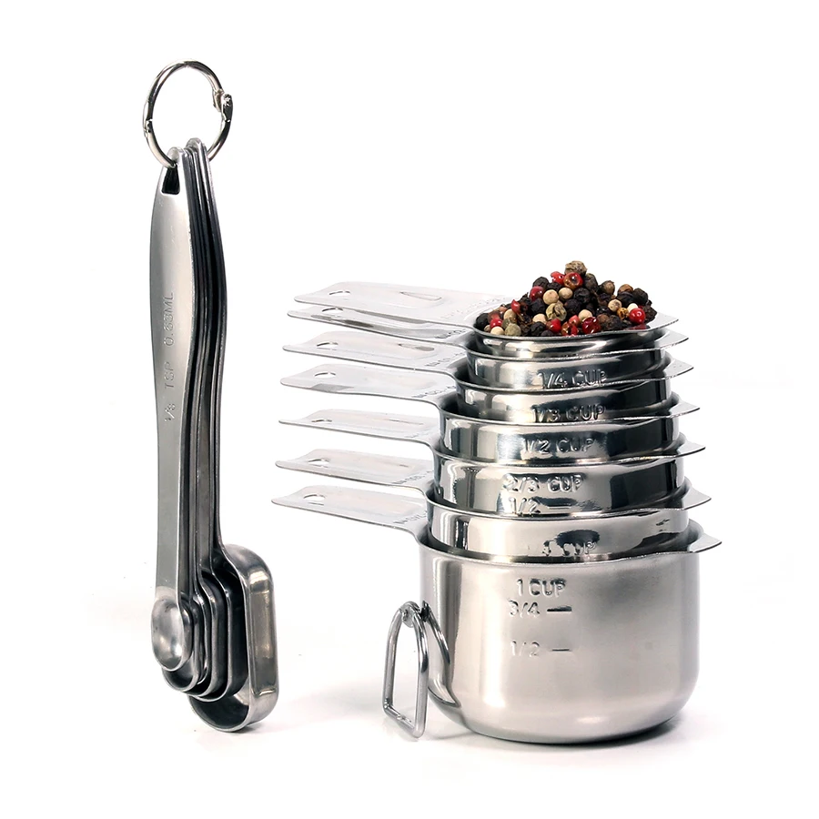 

Measuring Cups and Spoons Set 304 Stainless Steel, Liquid and Dry Measurement - Kitchen Gadgets & Utensils for Cooking & Baking