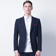 Высокое качество мужская темно-синяя весна осень супер тонкая шлифовальная мужская кофта кэжуал костюмы блейзеры Ретро Бизнес Свадьба