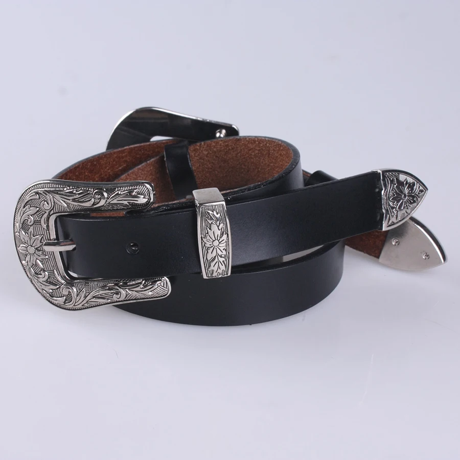 

Restoring ancient ways of carve patterns or designs on woodwork double-head buckle obi women leather belt leather jeans waist de