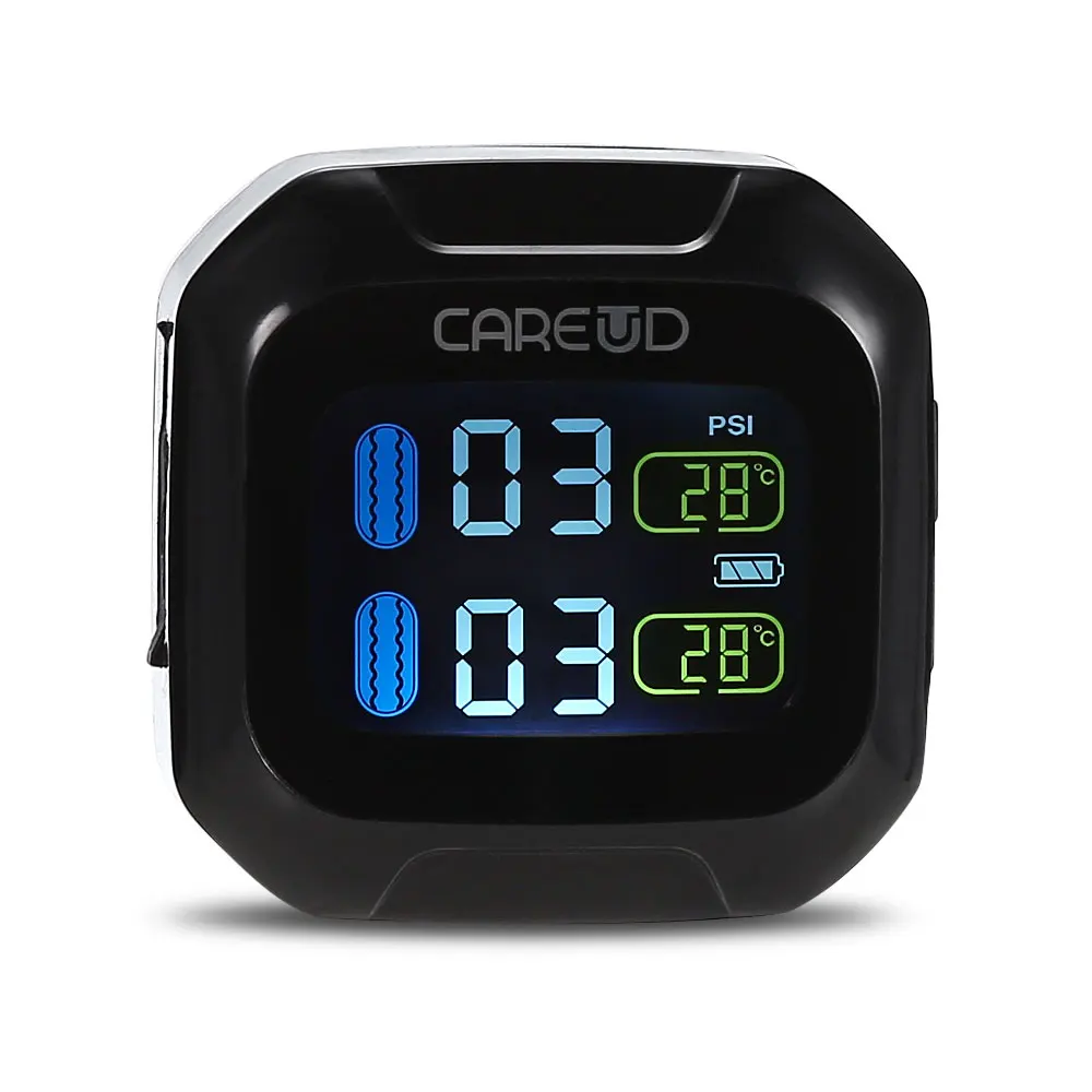 Wireless LCD Motorcycle Tire Pressure Monitoring System TPMS 2External Sensor Realtime Monitor Abnormal Alarm Moto Tyre Tool PSI