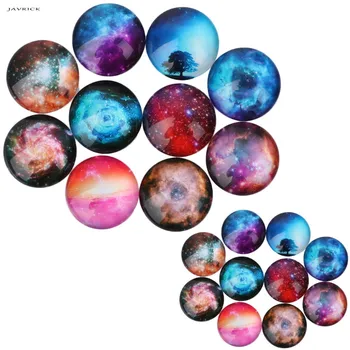 

JAVRICK 10Pcs Mixed 12/20mm Photo Image Galaxy Round Glass Cabochon Dome Flat Back Cover NEW