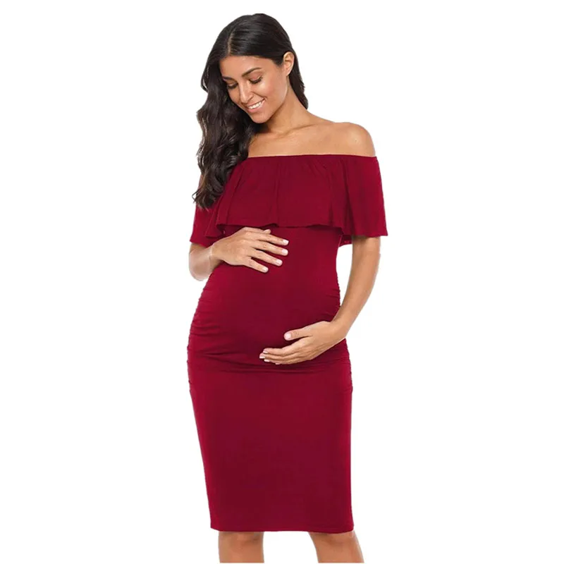 

Solid Color Shoulderless Maternity Dress Maxi Maternity Maternity Gown shoulderless Sexy Maternity