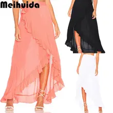 Женские летние макси юбки с высокой талией плиссированные пляжные шифоновые длинные повседневные горячие