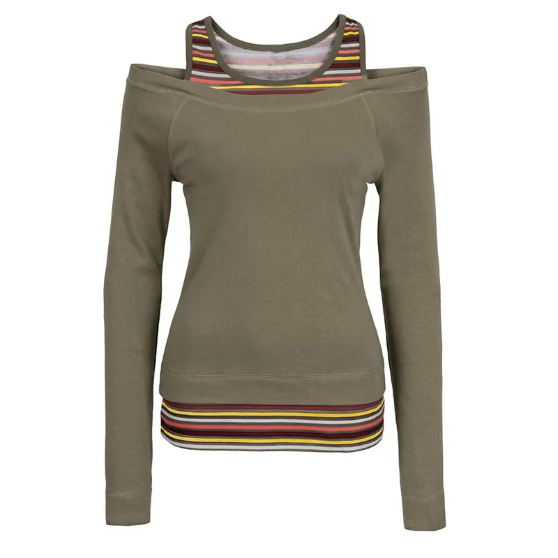 Noir Camouflage army bourgogne 2018 Tops shirt Femelle Longues À Manches D'été Green Vintage T Dames Tunique Femmes Femme Off Blouse Top Épaule Patchwork xqBHIR