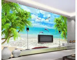 3D фото обои на заказ 3d настенные фрески обои лето любовь морской кокос ТВ установка стены 3d обои Гостиная