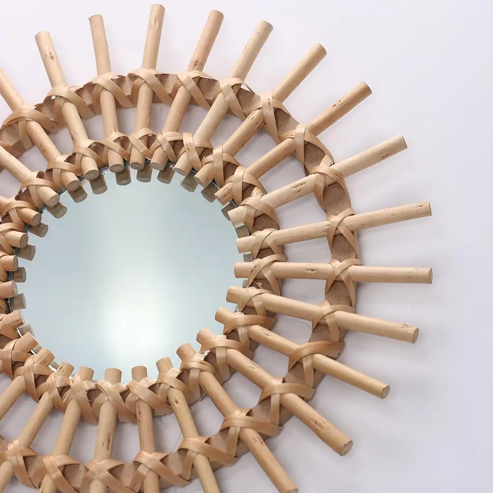Ротанговое инновационное художественное украшение круглое зеркало для макияжа туалетное настенное зеркало для ванной комнаты