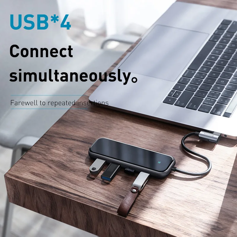 Baseus USB-C Тип C концентратор HDMI RJ45 Мульти USB 3,0 адаптер для MacBook Pro Air док-станция USB C концентратор с Беспроводной Зарядное устройство для наручных часов iWatch