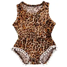Леопардовый принт Лето кисточкой новорожденных детская одежда для девочки без рукавов Boho милый комбинезон одежды снаряжение США