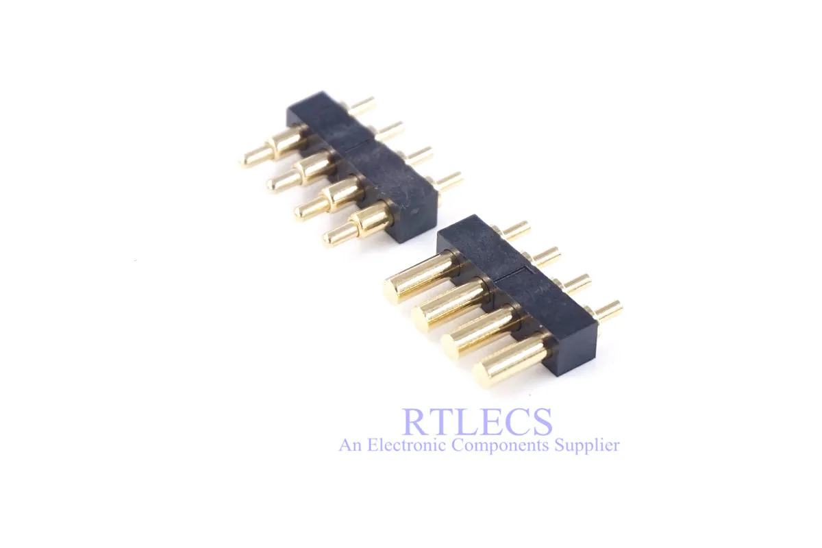 

2 pcs 4 Poles 7.0mm Height Spring Loaded Pogo pin connector 4 Pin Pitch 2.54 mm Through Hole PCB Single Row Male Female