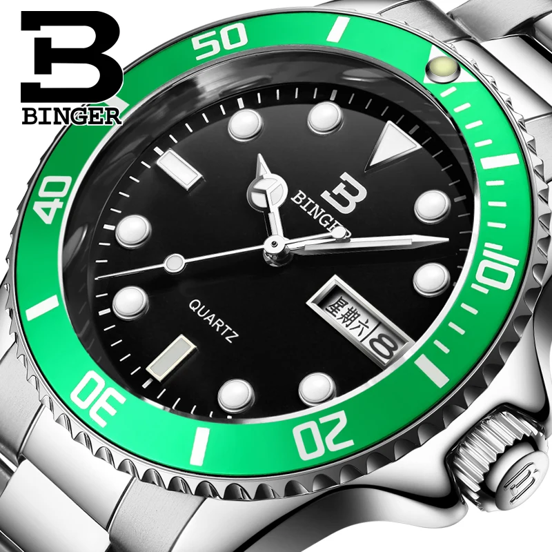 

Switzerland luxury watch men BINGER brand quartz full stainless fashional luminous Wristwatches one year guaratee B9203M-4