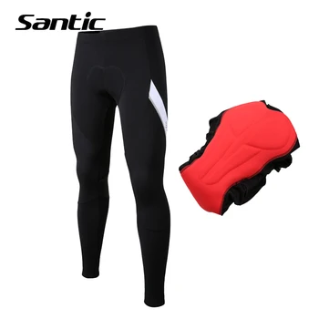 

Santic Winter Cycling Pants Men Fleece Thermal Bicycle Pants Reflective Road Mountain Bike Padded Long Pants Cycling Clothing
