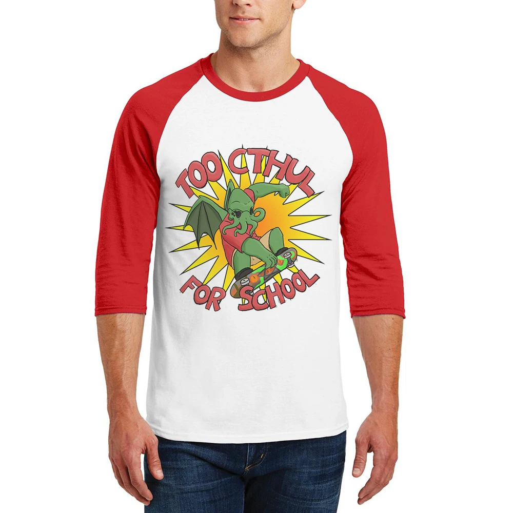 

2019 New Brand T Shirt Mens T-Shirts Octopus Squid Print Casual Tshirt O-Neck Hip Hop 3/4 Raglan Sleeve Cotton Men Tee Shirts