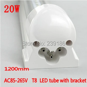 

4PCS/Lot LED Tube T8 integration,1200mm 20W AC85-265V 4ft lamp,2835SMD LED Light Tube with bracket fluorescent tube