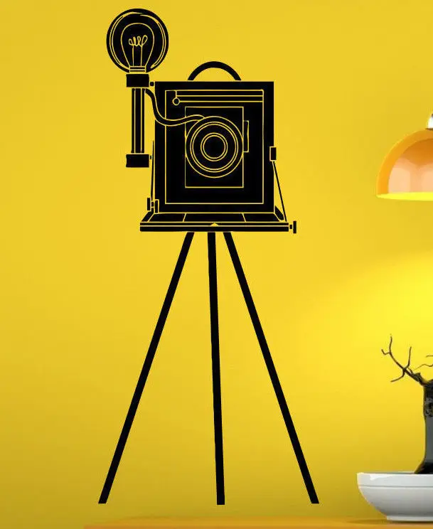 Free Shipping Photo Camera Vinyl Wall Decal Cinema Video Camera Movie Retro Interior Mural Art Wall Sticker Room Home Decoration